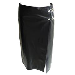 Celine Lambskin Wrap Skirt with Great Silver Fastening (38 Fr)