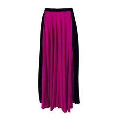 Vintage Yves St Laurent YSL  Rive Gauche black & hot pink jersey skirt 1970s