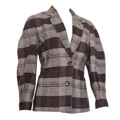 Gucci Brown Plaid Tweed Blazer