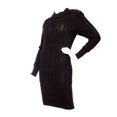 1980s Yves Saint Laurent Black Cable Knit Dress
