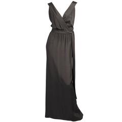 Givenchy Haute Couture Black Silk Evening Dress with Bare  Back