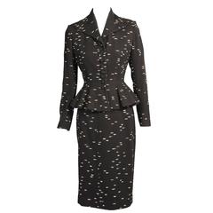Lilli Ann Black & White Wool Suit with Peplum 5