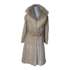 Rare Belted mink fur coat with a Lynx collar 12
