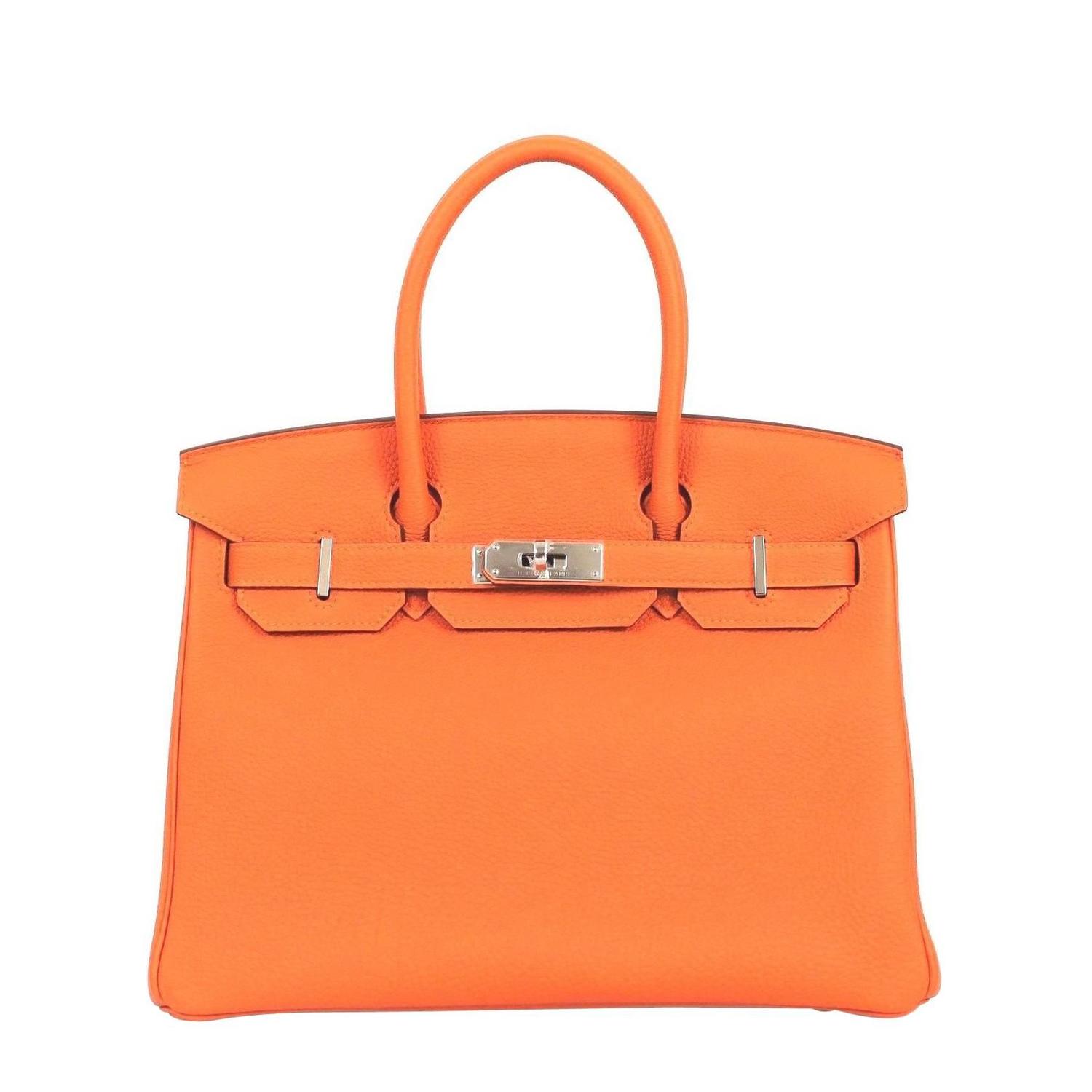 Hermes Togo Leather Silver Hdw 30 Cm Birkin Orange Tote Bag For ...