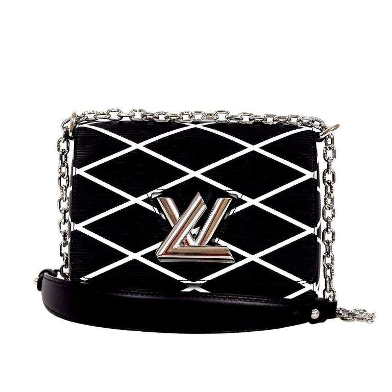 Louis Vuitton Black and White Epi Leather Twist Malletage Cross Body Bag at 1stdibs