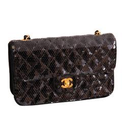 Chanel Black Sequin Quilted Bag with Chain Strap, Never Used 12
