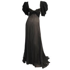 Yves Saint Laurent Numbered Haute Couture Low Cut Velvet & Tulle Evening Dress 2