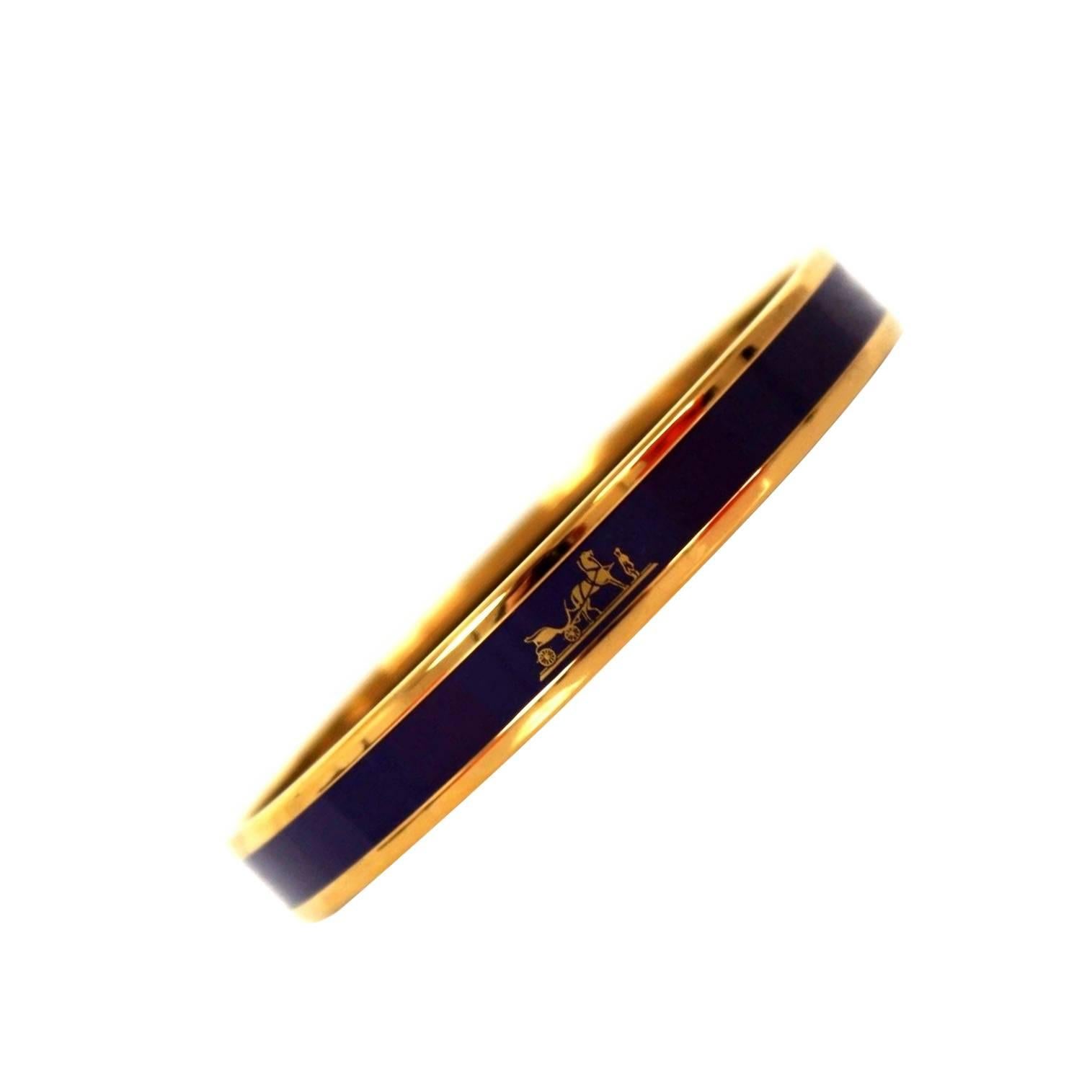 Hermes Purple Enamel Gold Plated 2015 Caleche 65 Bracelet For Sale