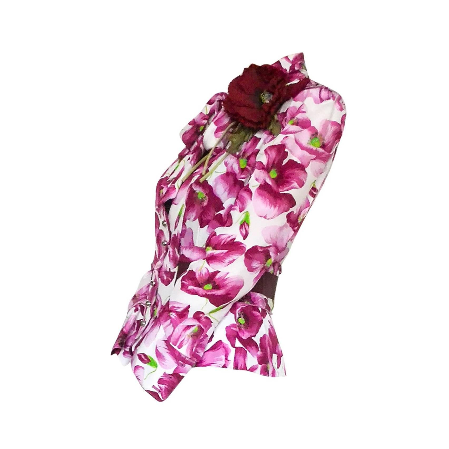 DOLCE & GABBANA flower silk blouse For Sale