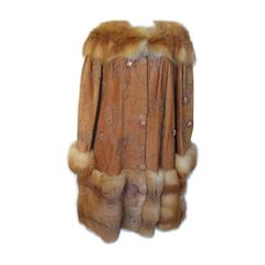 Extravagant embroided suede coat with red fox fur 12