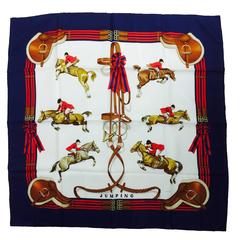 Hermes Jumping silk twill scarf by Philippe Ledoux 35' X 35" 1980s
