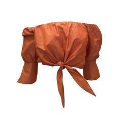 Max Mara Orange Silk Cropped Evening Top