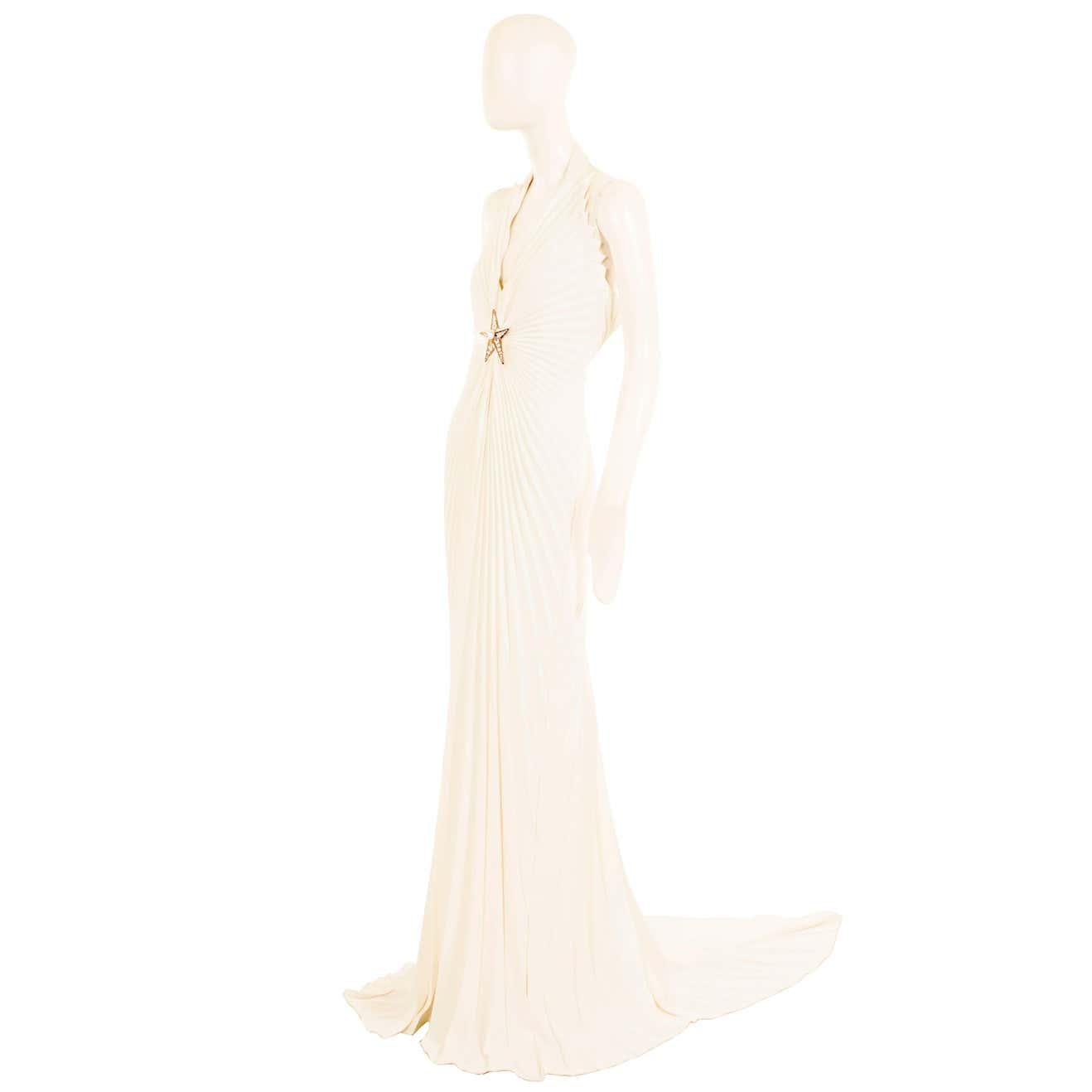 Thierry Mugler ivory pleated gown, circa 1992 For Sale at 1stDibs