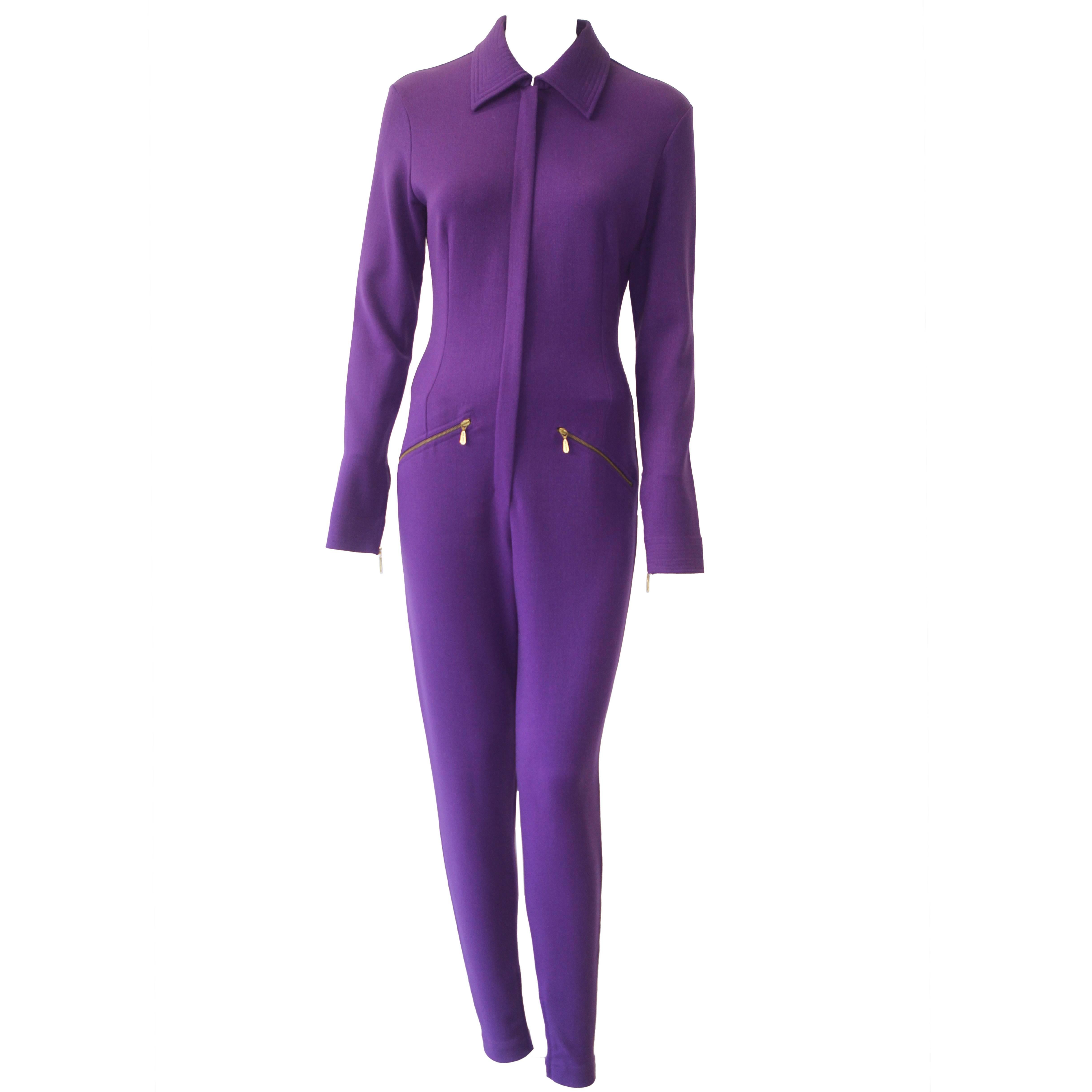 Gianni Versace Sport Zip Stretch Jumpsuit Fall 1991 For Sale