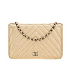 Chanel Gold Chevron Wallet On Chain (WOC)