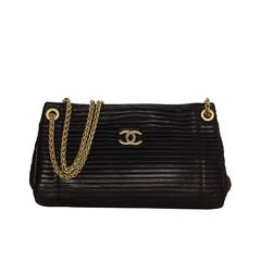 Chanel Black Pleated Leather Bag GHW