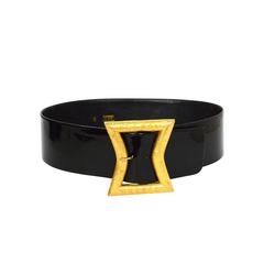 Chanel Vintage '93 Black Patent Wide Belt sz 75