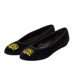 Zapatillas de ballet con cresta de terciopelo negro Bottega Veneta de los años 80