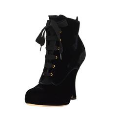 Dolce & Gabbana Black Velvet Lace Up Ankle Boots sz 38