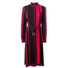 70s Red and Black Stripes Silk Jersey Leonard Dress 8