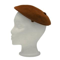 Vintage 1950s Christian Dior Copper Felt Beret Style Hat