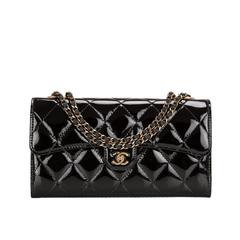 Chanel Black Patent Eyelet Wallet On Chain (WOC)