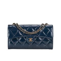 Chanel Navy Patent Eyelet Wallet On Chain (WOC)