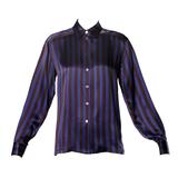 Escada by Margaretha Ley Vintage Striped Silk Button Up Blouse