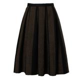1960s Vintage Marrón + Negro Falda de lana suave tejida con pliegues en caja