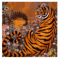 Hermes Chale Cachemire TYGER Miel, brown, yellow 2015.