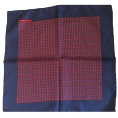 Hermes Pocket Square Scarf - Red and Blue