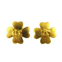 Chanel Vintage CC Clover Clip-On Earrings