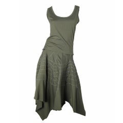 Vintage Issey Miyake Olive Green Two Piece with Cobweb Fishing Line