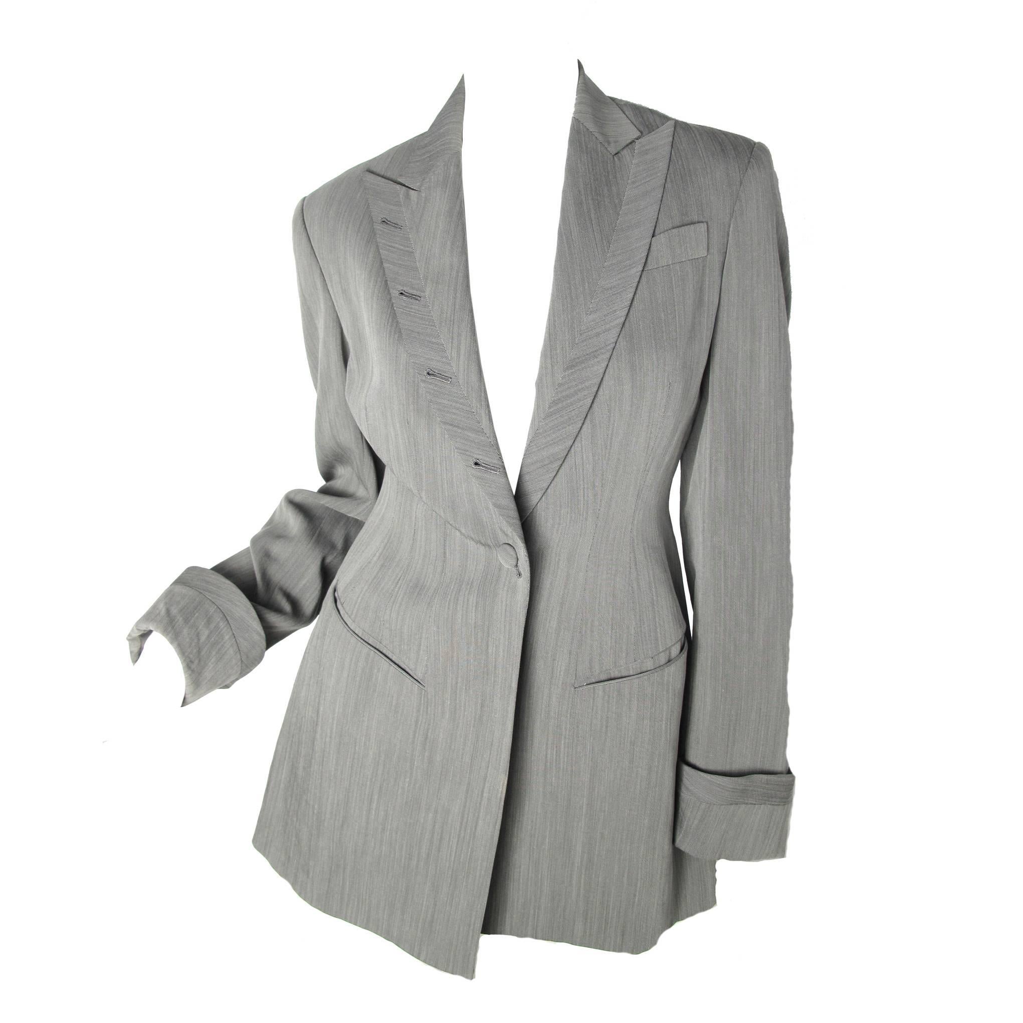 1990s Richard Tyler Suit with Button Holes up Collar  