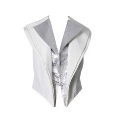 1980s Krizia White Silver Lame Vintage Vest Italy