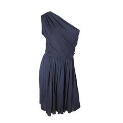 1990s Yves Saint Laurent Navy Jersey Dress