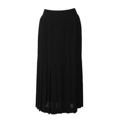 Spring 1993 Chanel Black Wool Pleated Midi Skirt