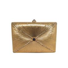 Judith Leiber Gold Starburst Box Minaudiere Clutch