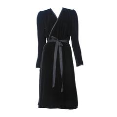 Yves Saint Laurent Black Velvet Wrap Dress