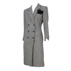 Yves Saint Laurent Checkered Double Breasted Coat 