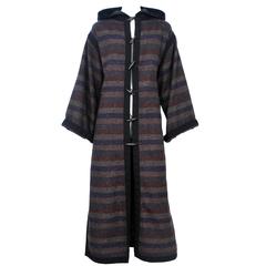Yves Saint Laurent Striped Toggle Coat