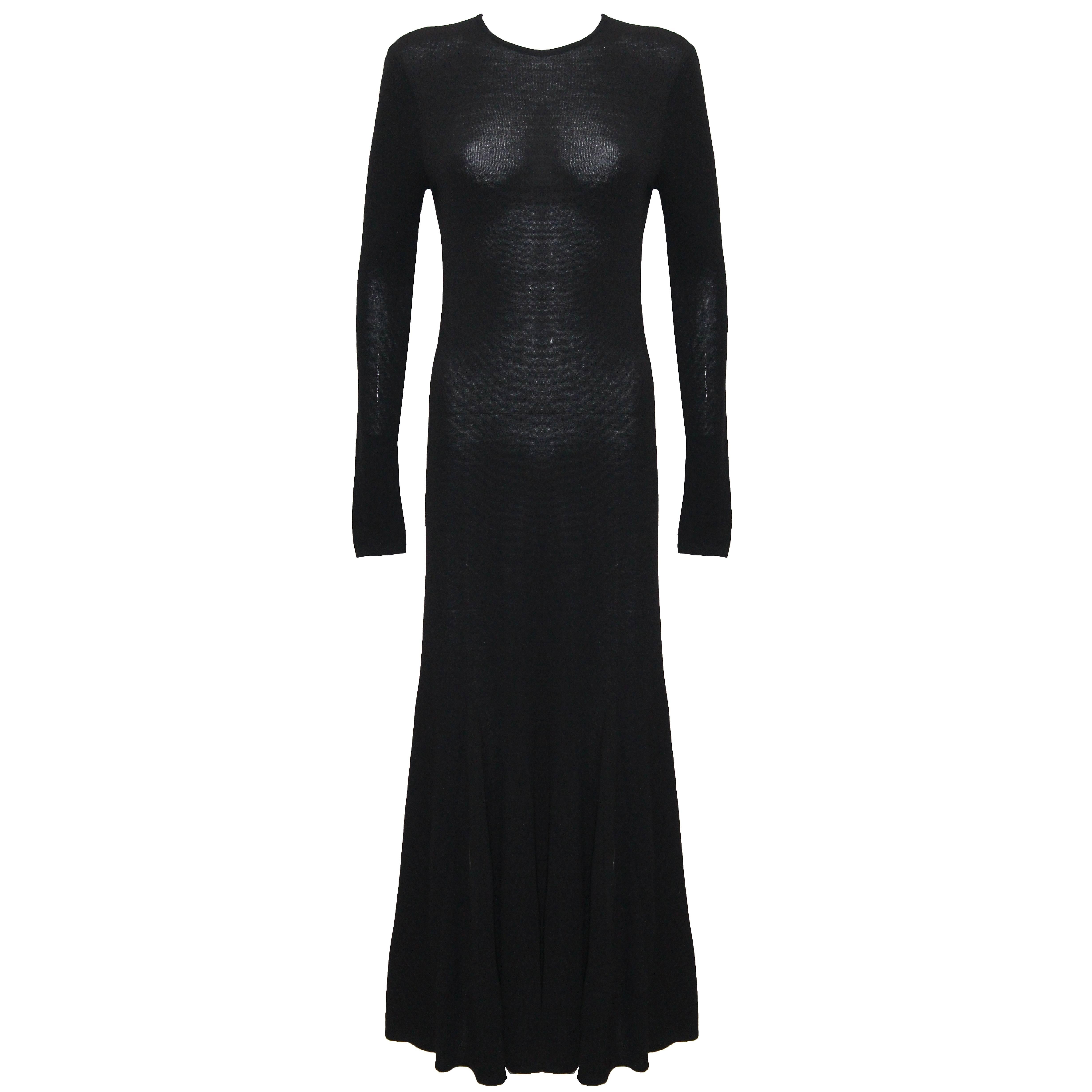 Early Tom Ford for Gucci Black Knitted Full Length Maxi Dress, Fall 1993