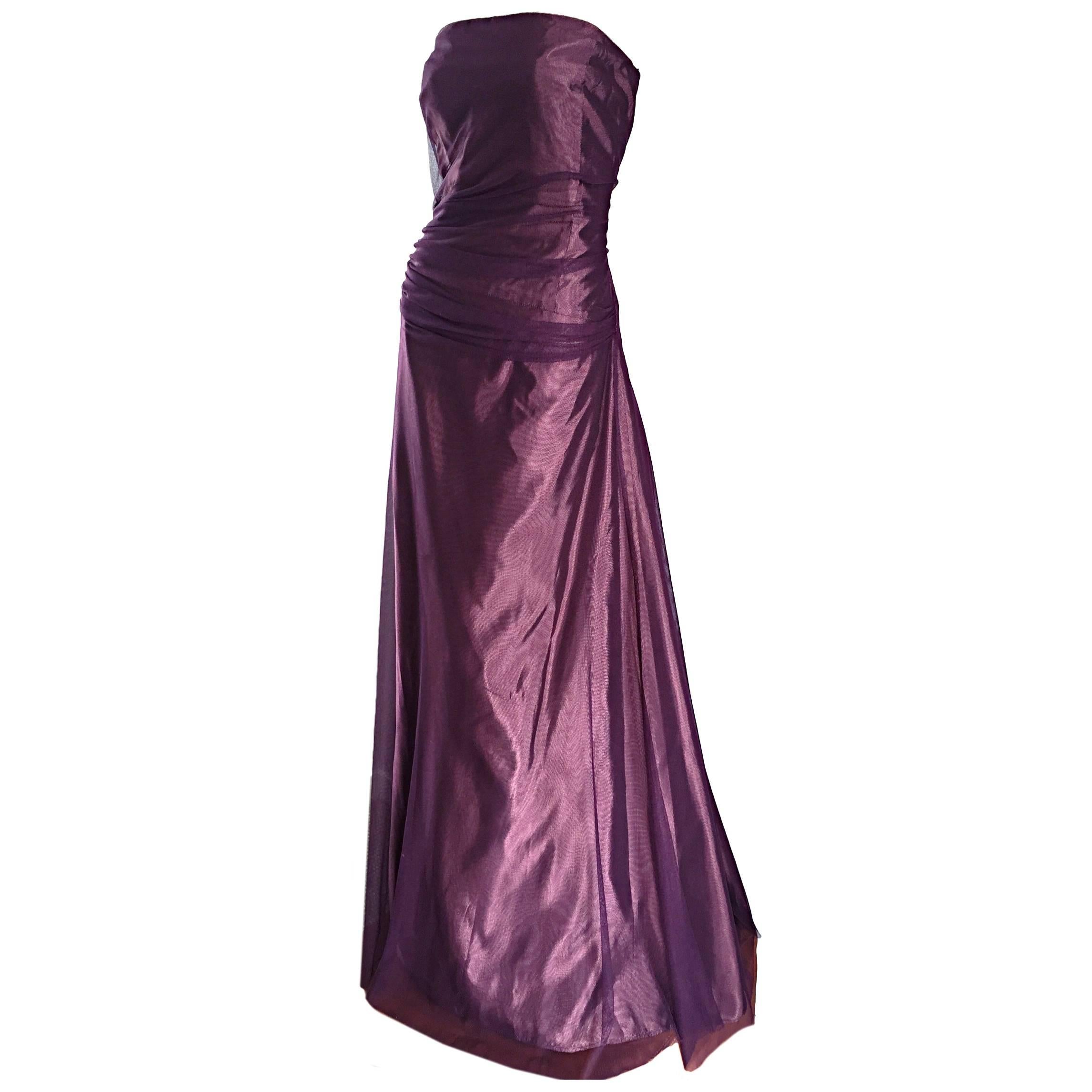 Stunning Vera Wang Size 14 Purple Taffeta Silk Tulle Vintage Evening Gown