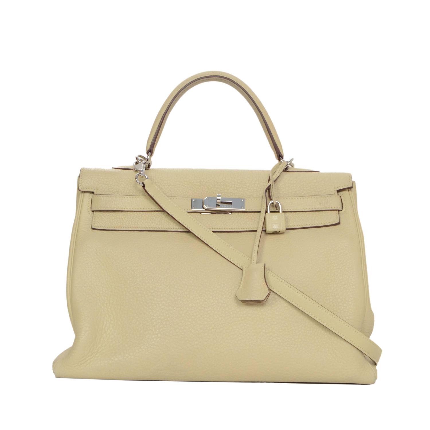 Hermes Beige Parchemin Clemnce Leather 35cm Kelly Bag PHW at 1stdibs  