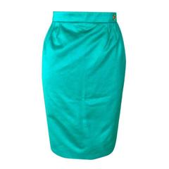 GUCCI Skirt Emerald Toned Green Gold GG logo 40 / 6 nwt 6