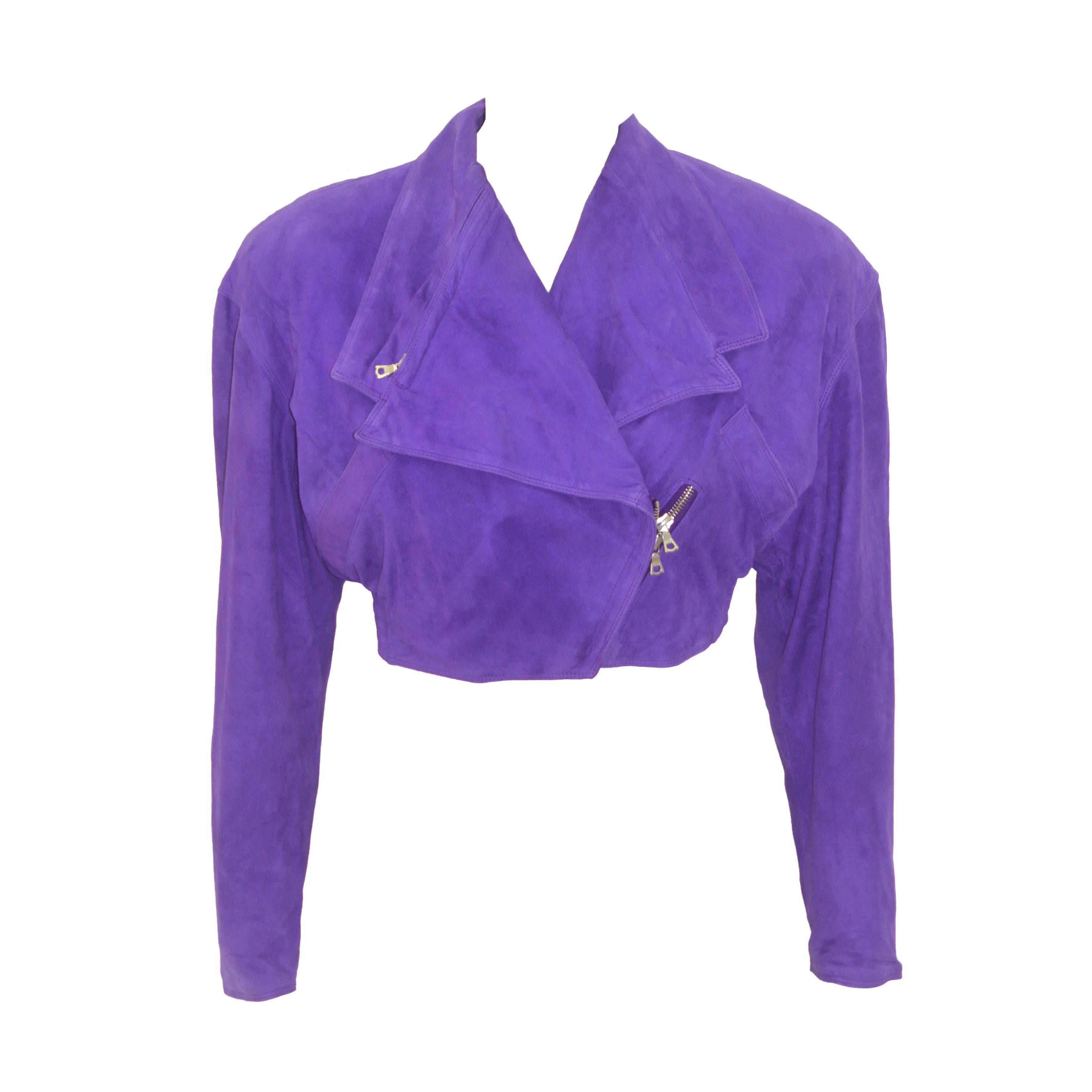 Gianni Versace Suede Cropped Jacket 1990 For Sale