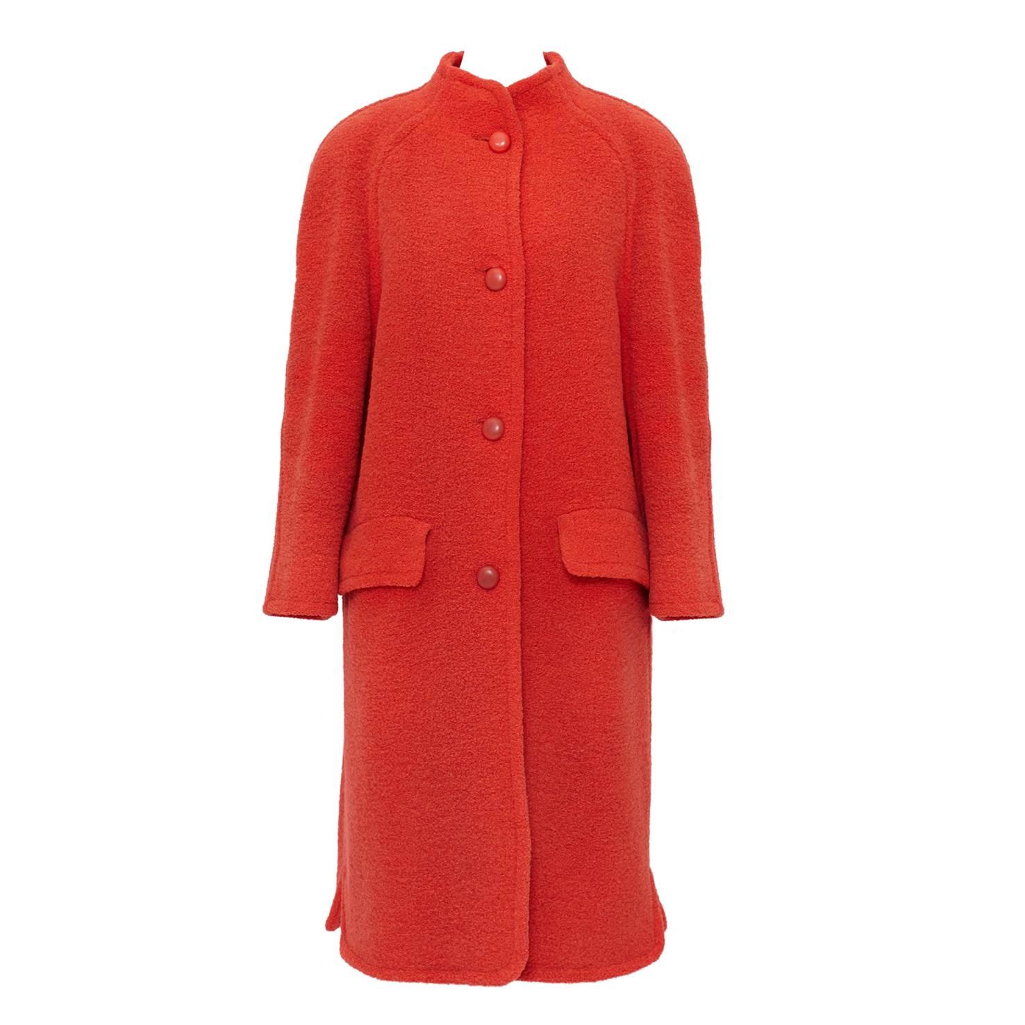 Courreges Cherry Red Orange Alpaca Coat