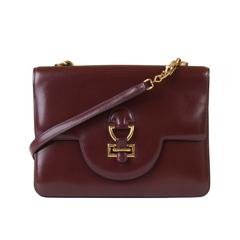 Pristine Vintage Hermes 'Sandrine' Burgundy Box Leather Handbag