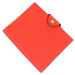 SUPERB Hermes 'Ulysse' MM Red Togo  Porte Agenda with Silver Palladium Hardware