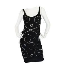 Rare 1990s Todd Oldham Rhinestone Mini Dress